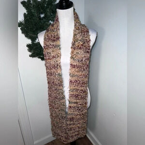 Scarf, confetti palette design hand knitted very soft no material tag 78"L, 6"W